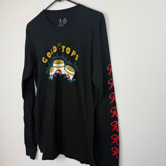 Casual Industrees Mens Long Sleeve Crewneck Gold Tops Beer Black T-Shirt Medium - Picture 4 of 7